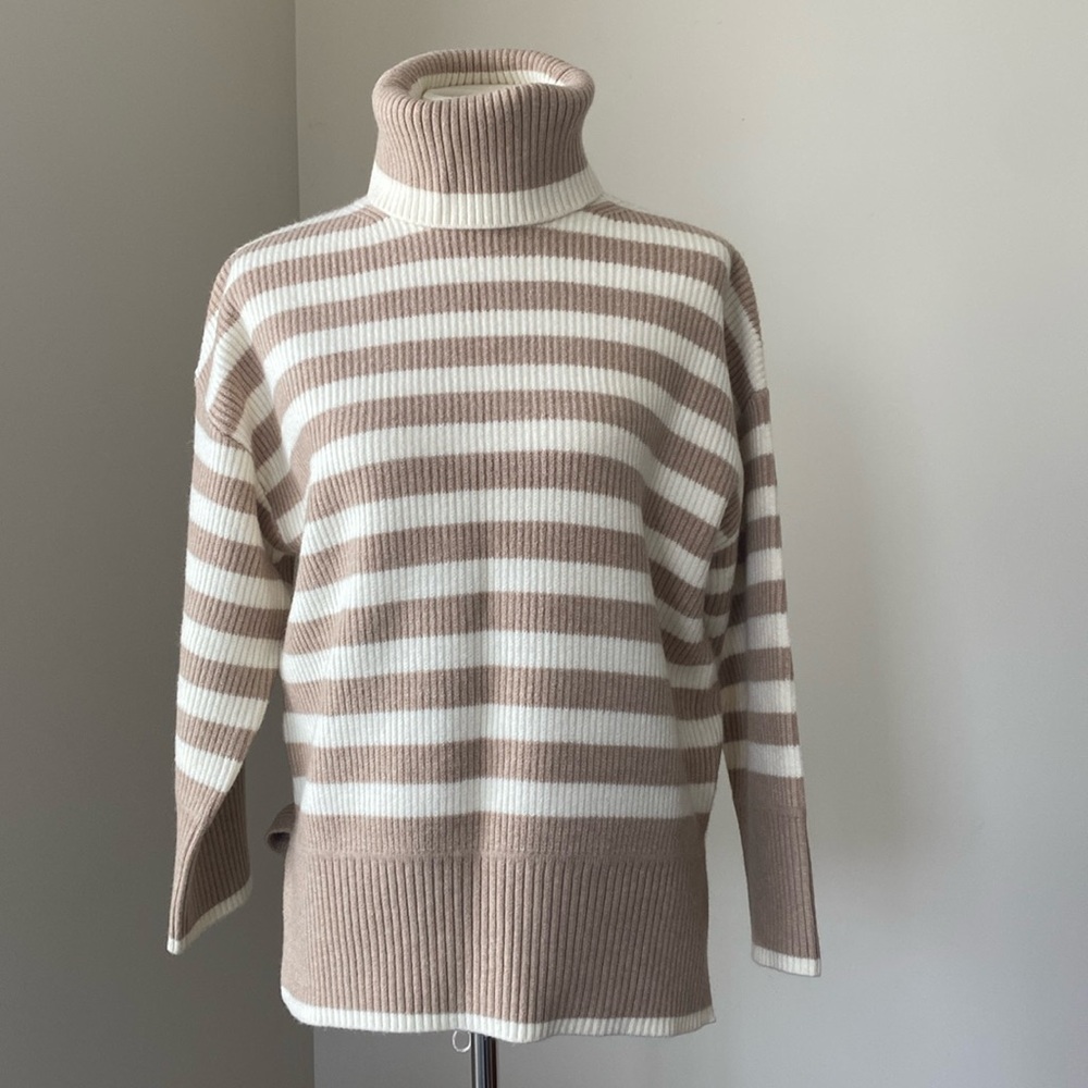 Mango striped oversized turtleneck sweater